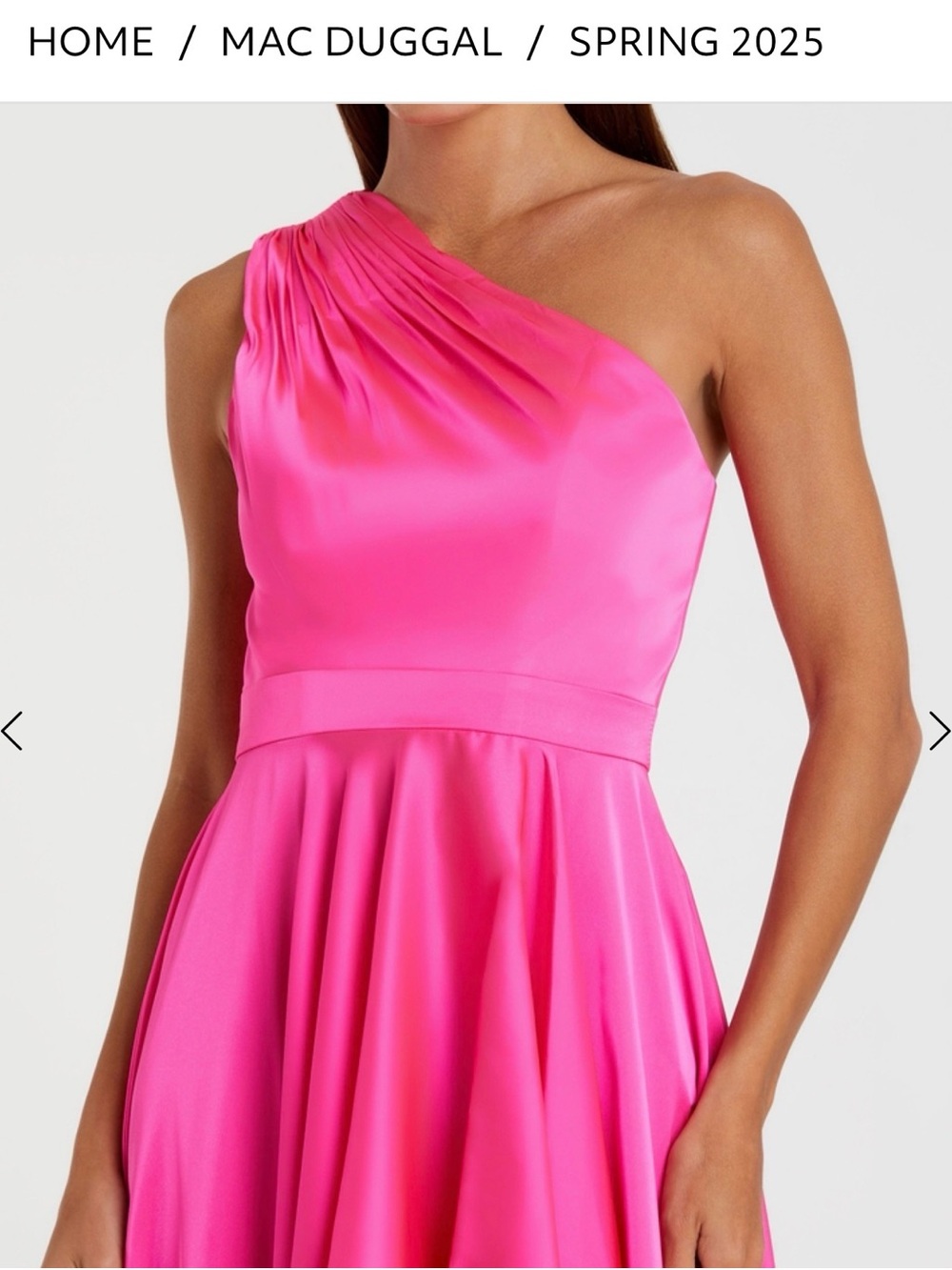 Mac Duggal One-Shoulder Hot Pink High-Low Ruffled Gown - Picture 3 of 3